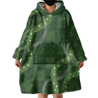 Hawaiian Quilt Wearable Blanket Hoodie Pele Hair Hinahina Lei Green Version LT05 - Polynesian Pride