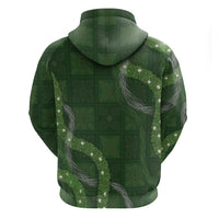 Hawaiian Quilt Zip Hoodie Pele Hair Hinahina Lei Green Version