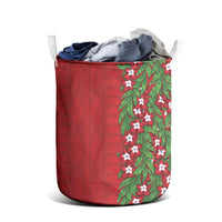 Tonga Language Week Laundry Basket Heilala Floral Red LT05 - Polynesian Pride