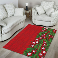 Tonga Language Week Area Rug Heilala Floral Red LT05 - Polynesian Pride