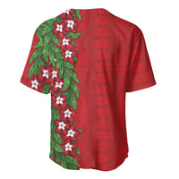 Tonga Language Week Baseball Jersey Heilala Floral Red LT05 - Polynesian Pride
