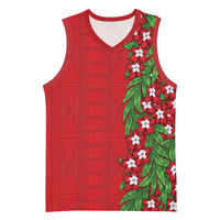 Tonga Language Week Basketball Jersey Heilala Floral Red LT05 Unisex Red - Polynesian Pride