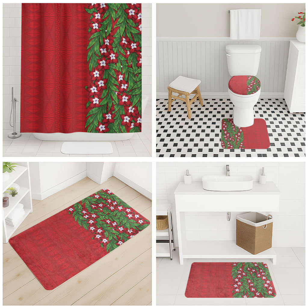 Tonga Language Week Bathroom Set Heilala Floral Red LT05 - Polynesian Pride