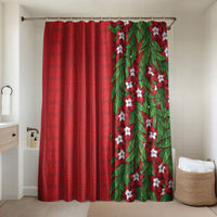 Tonga Language Week Bathroom Set Heilala Floral Red LT05 Shower Curtain Only Red - Polynesian Pride