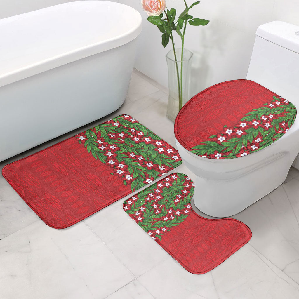 Tonga Language Week Bathroom Set Heilala Floral Red LT05 - Polynesian Pride