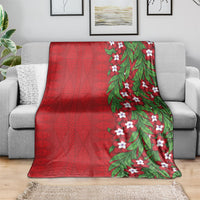 Tonga Language Week Blanket Heilala Floral Red LT05 - Polynesian Pride