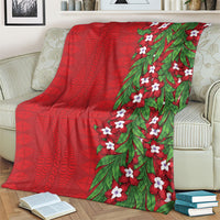 Tonga Language Week Blanket Heilala Floral Red LT05 - Polynesian Pride
