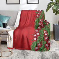 Tonga Language Week Blanket Heilala Floral Red LT05 - Polynesian Pride