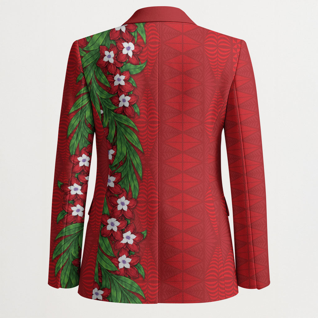 Tonga Language Week Blazer Heilala Floral Red LT05 - Polynesian Pride