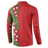 Tonga Language Week Button Sweatshirt Heilala Floral Red LT05 - Polynesian Pride