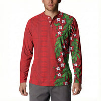 Tonga Language Week Button Sweatshirt Heilala Floral Red LT05 - Polynesian Pride