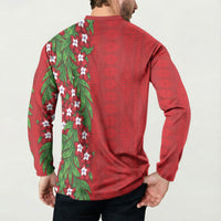 Tonga Language Week Button Sweatshirt Heilala Floral Red LT05 - Polynesian Pride
