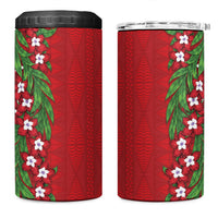 Tonga Language Week 4 in 1 Can Cooler Tumbler Heilala Floral Red LT05 One Size: 16 oz Red - Polynesian Pride