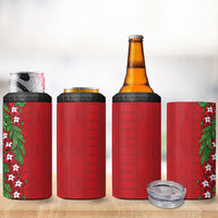 Tonga Language Week 4 in 1 Can Cooler Tumbler Heilala Floral Red LT05 - Polynesian Pride