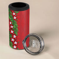 Tonga Language Week 4 in 1 Can Cooler Tumbler Heilala Floral Red LT05 - Polynesian Pride