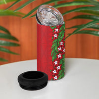 Tonga Language Week 4 in 1 Can Cooler Tumbler Heilala Floral Red LT05 - Polynesian Pride