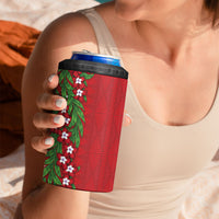 Tonga Language Week 4 in 1 Can Cooler Tumbler Heilala Floral Red LT05 - Polynesian Pride