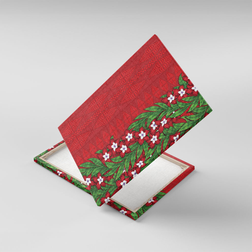 Tonga Language Week Canvas Wall Art Heilala Floral Red LT05 With Frame Red - Polynesian Pride