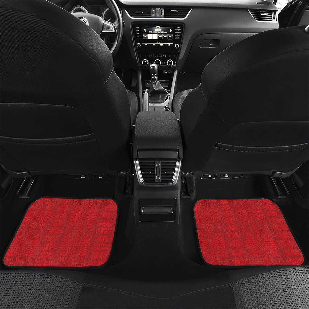 Tonga Language Week Car Mats Heilala Floral Red LT05 Set 2pcs - Back Red - Polynesian Pride