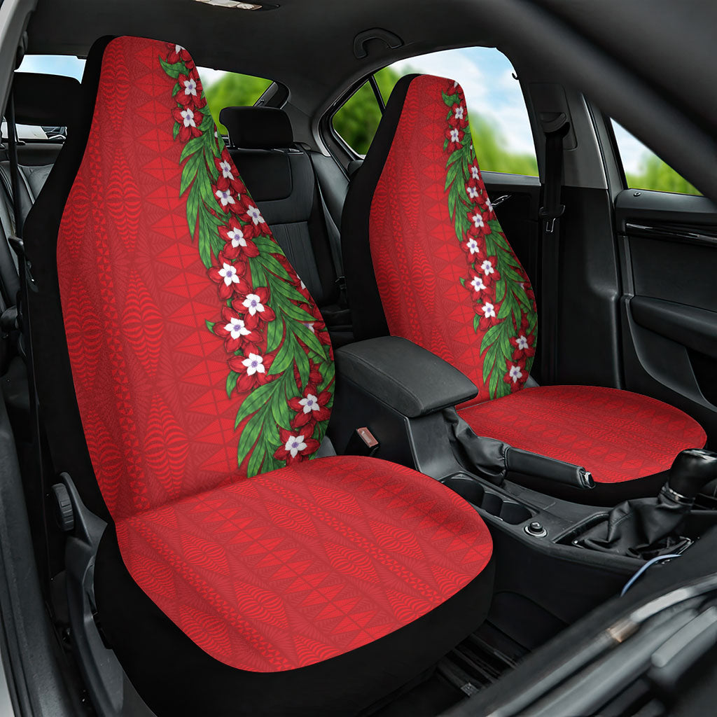 Tonga Language Week Car Seat Cover Heilala Floral Red LT05 One Size Red - Polynesian Pride