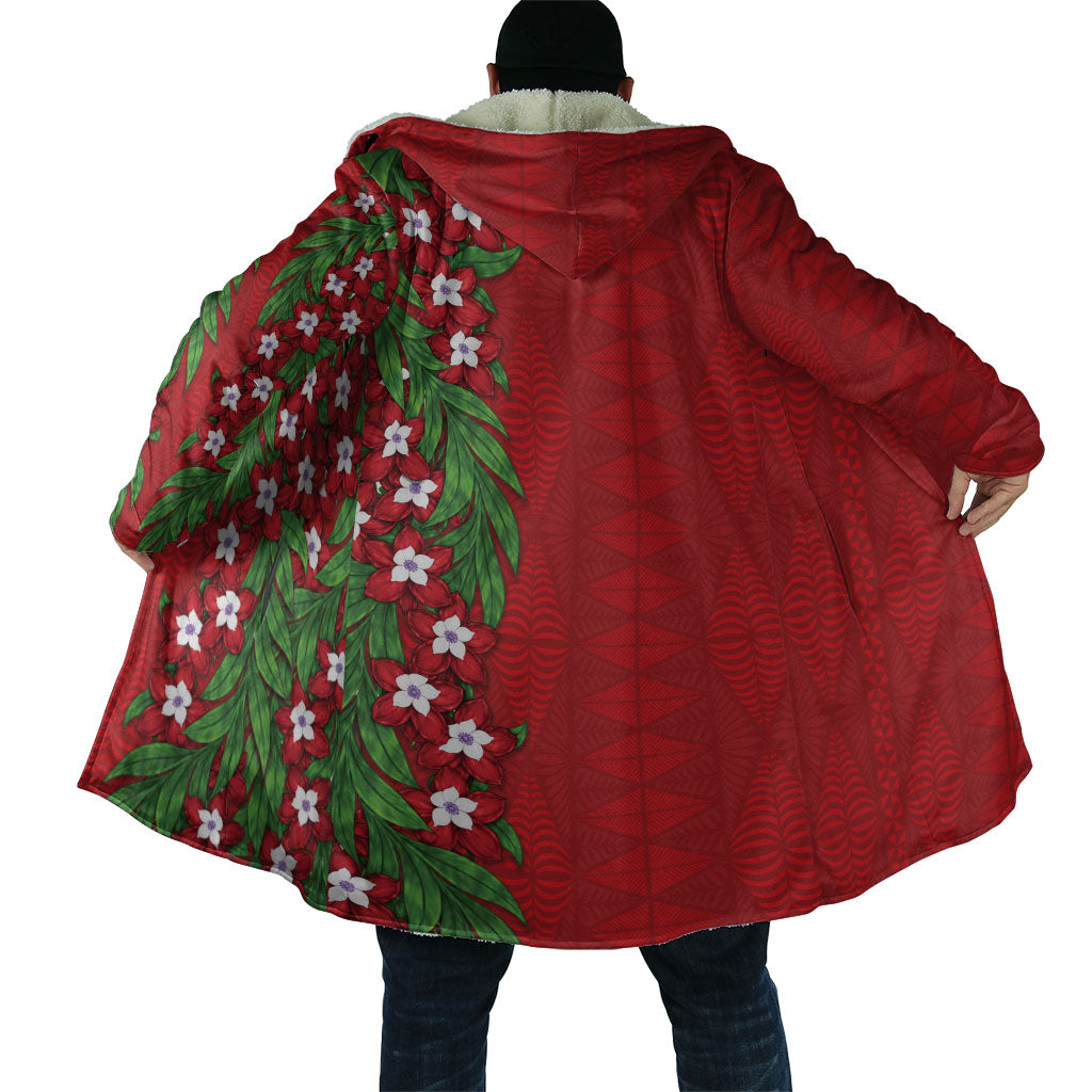Tonga Language Week Cloak Heilala Floral Red LT05 - Polynesian Pride