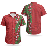 Tonga Language Week Couples Matching Mermaid Dress and Hawaiian Shirt Heilala Floral Red LT05 - Polynesian Pride