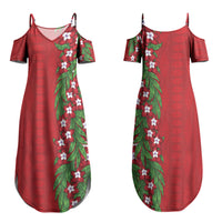 Tonga Language Week Couples Matching Summer Maxi Dress and Long Sleeve Button Shirt Heilala Floral Red LT05 - Polynesian Pride