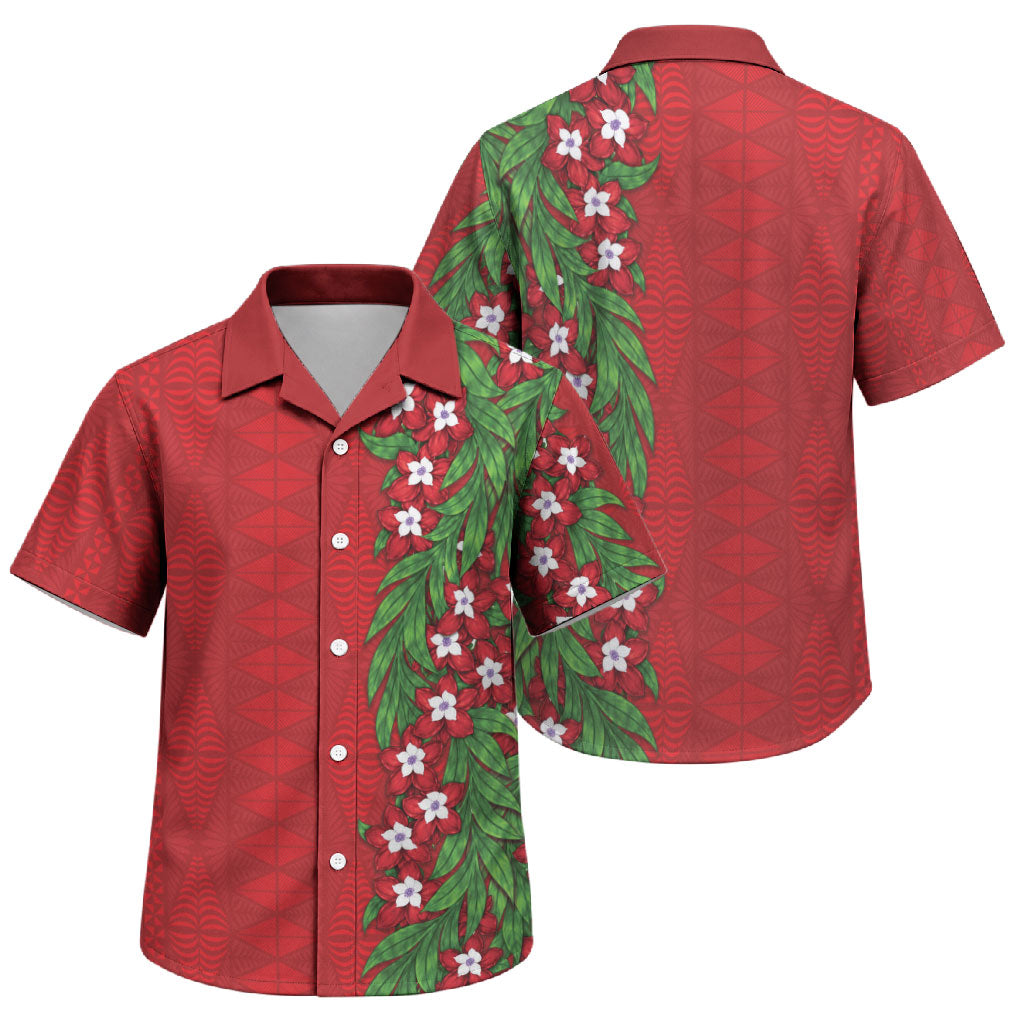 Tonga Language Week Family Matching Long Sleeve Bodycon Dress and Hawaiian Shirt Heilala Floral Red LT05 Son's Shirt Red - Polynesian Pride