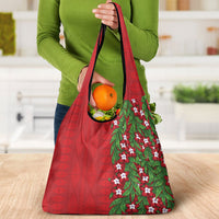 Tonga Language Week Grocery Bag Heilala Floral Red LT05 - Polynesian Pride