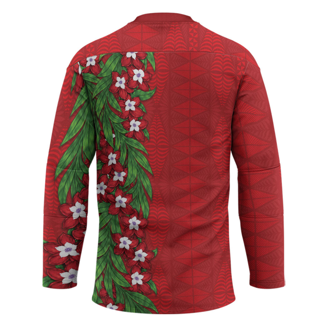 Tonga Language Week Hockey Jersey Heilala Floral Red LT05 - Polynesian Pride