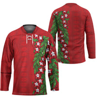 Tonga Language Week Hockey Jersey Heilala Floral Red LT05 - Polynesian Pride