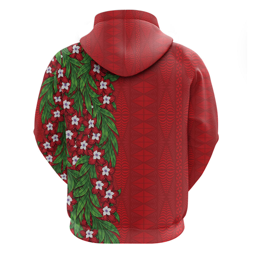 Tonga Language Week Hoodie Heilala Floral Red LT05 - Polynesian Pride