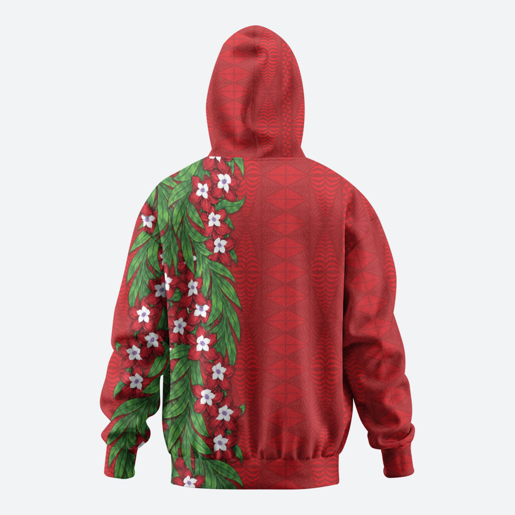 Tonga Language Week Hoodie Heilala Floral Red LT05 - Polynesian Pride