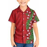 Tonga Language Week Kid Hawaiian Shirt Heilala Floral Red LT05 Kid Red - Polynesian Pride
