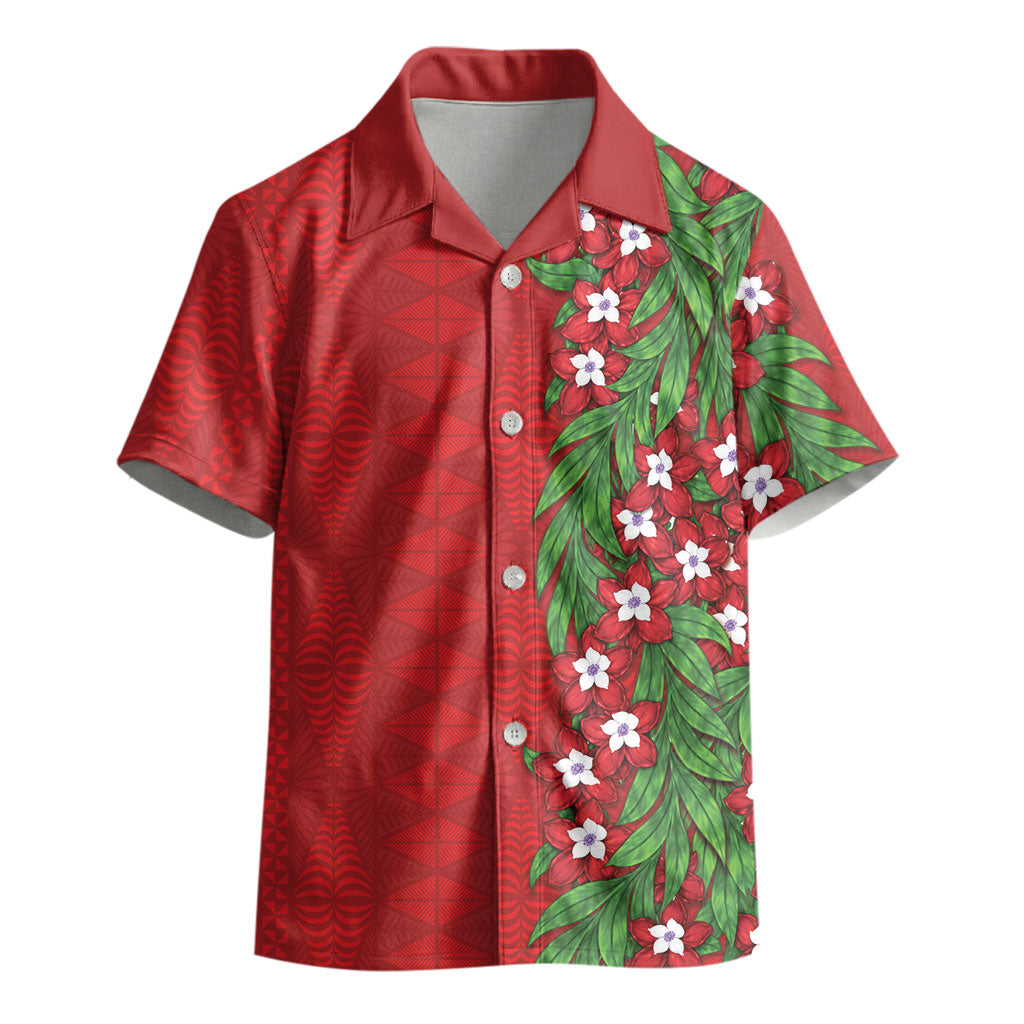 Tonga Language Week Kid Hawaiian Shirt Heilala Floral Red LT05 - Polynesian Pride