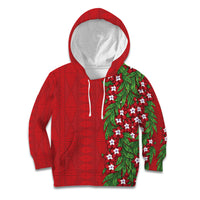 Tonga Language Week Kid Hoodie Heilala Floral Red LT05 Hoodie Red - Polynesian Pride