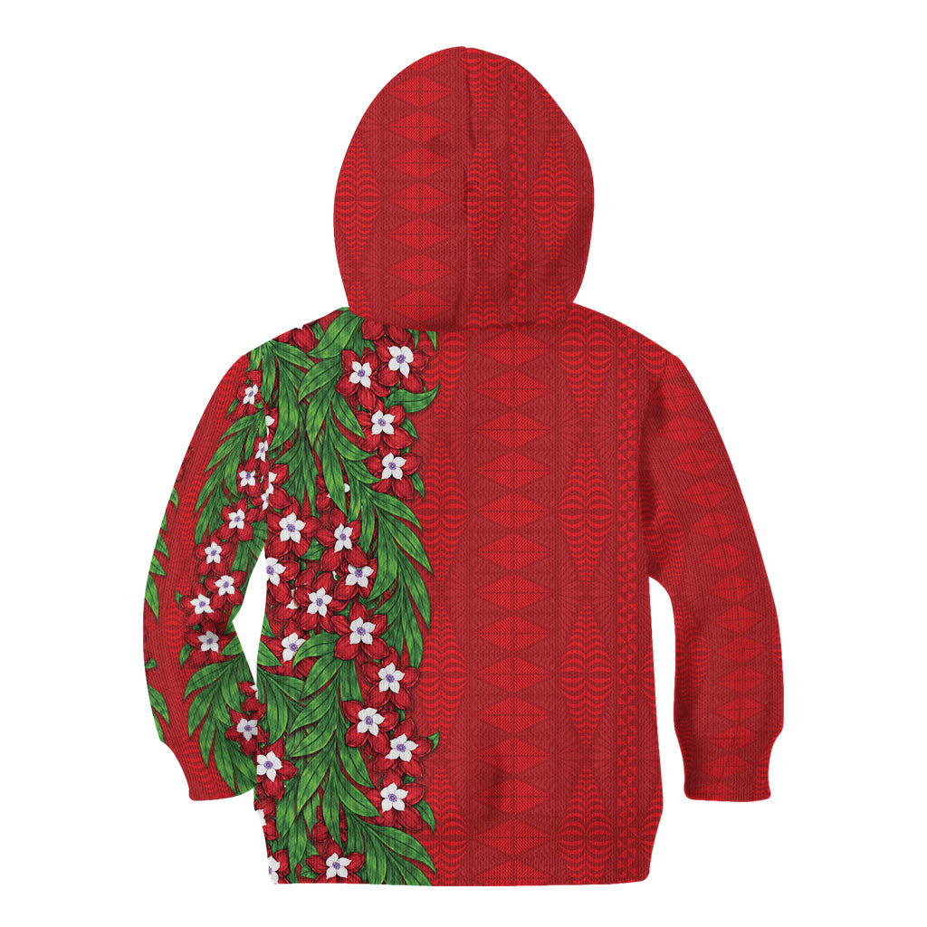 Tonga Language Week Kid Hoodie Heilala Floral Red LT05 - Polynesian Pride