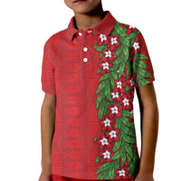 Tonga Language Week Kid Polo Shirt Heilala Floral Red LT05 Kid Red - Polynesian Pride