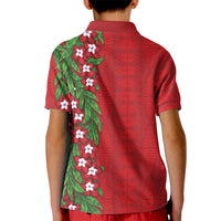 Tonga Language Week Kid Polo Shirt Heilala Floral Red LT05 - Polynesian Pride