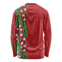 Tonga Language Week Long Sleeve Shirt Heilala Floral Red LT05 - Polynesian Pride