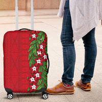 Tonga Language Week Luggage Cover Heilala Floral Red LT05 Red - Polynesian Pride