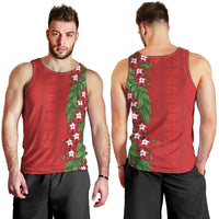 Tonga Language Week Men Tank Top Heilala Floral Red LT05 - Polynesian Pride