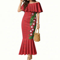 Tonga Language Week Mermaid Dress Heilala Floral Red LT05 Women Red - Polynesian Pride