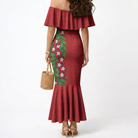Tonga Language Week Mermaid Dress Heilala Floral Red LT05 - Polynesian Pride