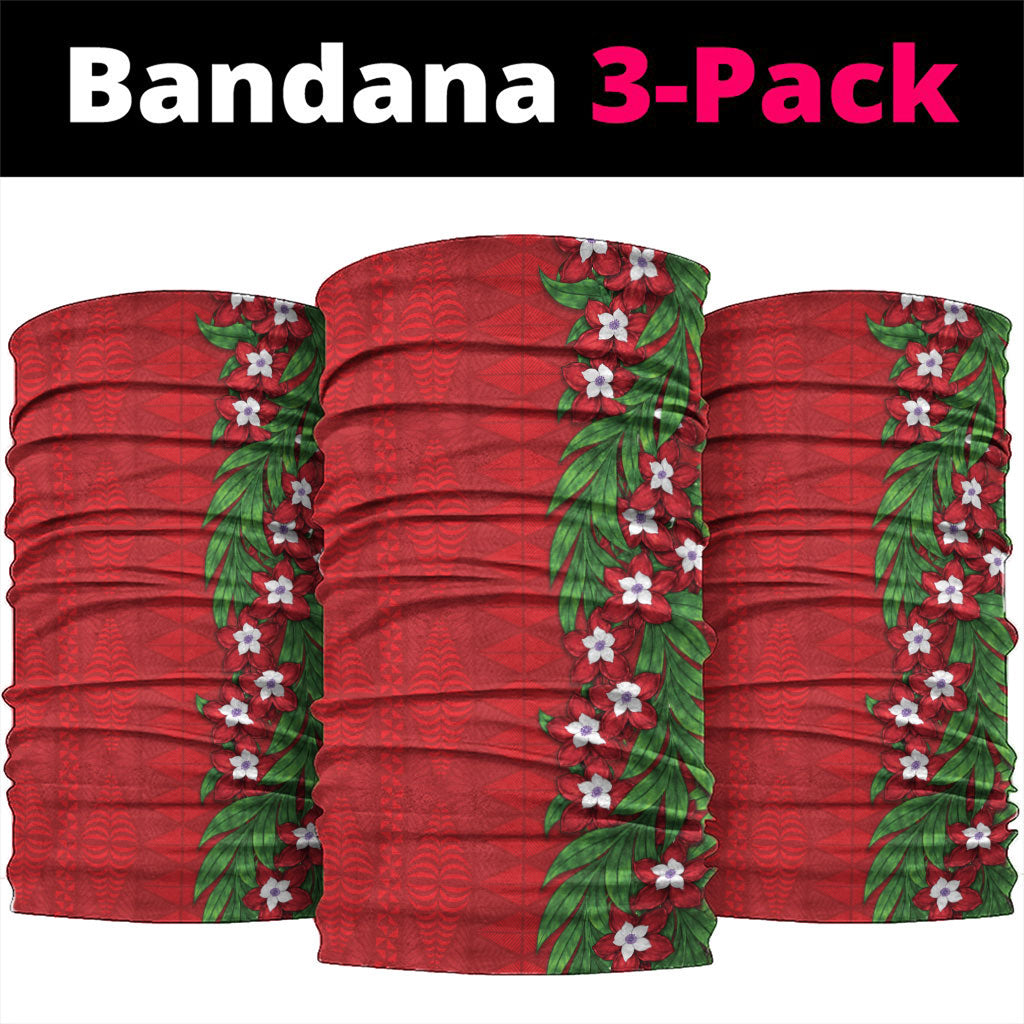 Tonga Language Week Neck Gaiter Heilala Floral Red LT05 package One Size: 25*50cm Red - Polynesian Pride