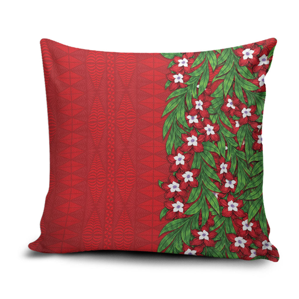 Tonga Language Week Pillow Cover Heilala Floral Red LT05 Red - Polynesian Pride
