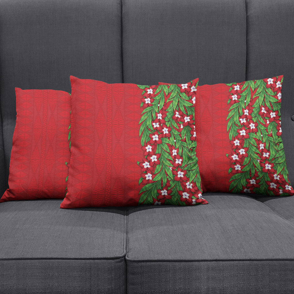 Tonga Language Week Pillow Cover Heilala Floral Red LT05 - Polynesian Pride