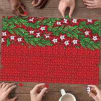 Tonga Language Week Puzzle Heilala Floral Red LT05 - Polynesian Pride