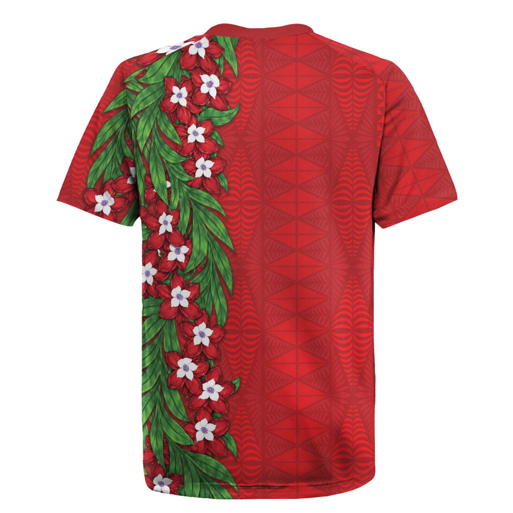 Tonga Language Week Rugby Jersey Heilala Floral Red LT05 - Polynesian Pride