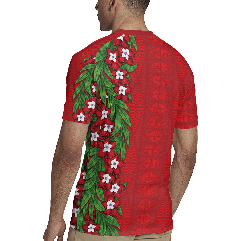 Tonga Language Week Rugby Jersey Heilala Floral Red LT05 - Polynesian Pride